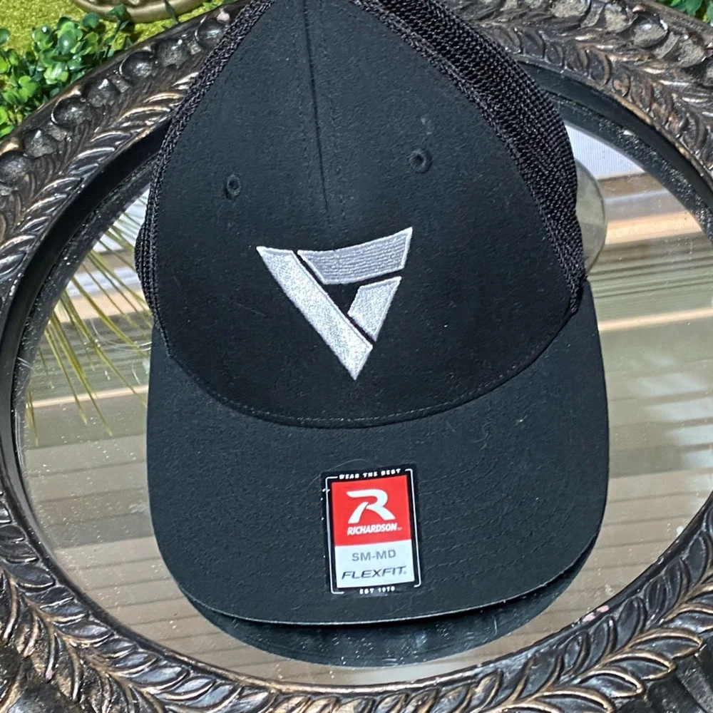 Richardson Black Logo Mesh Trucker Hat